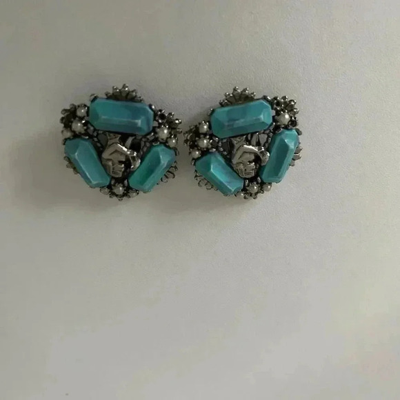 Vintage boho turquoise clip  on earrings Indigenous Inspired - Picture 2 of 5